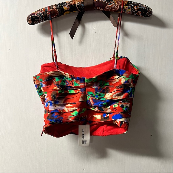 ZARA Ruffle Crop Top Corset Coquette Style - Picture 2 of 6